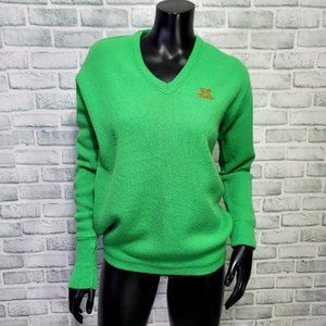 Vintage 70s‎ Lady Pickering VNeck Sweater Olympia Gold Classic Embroidery Golf